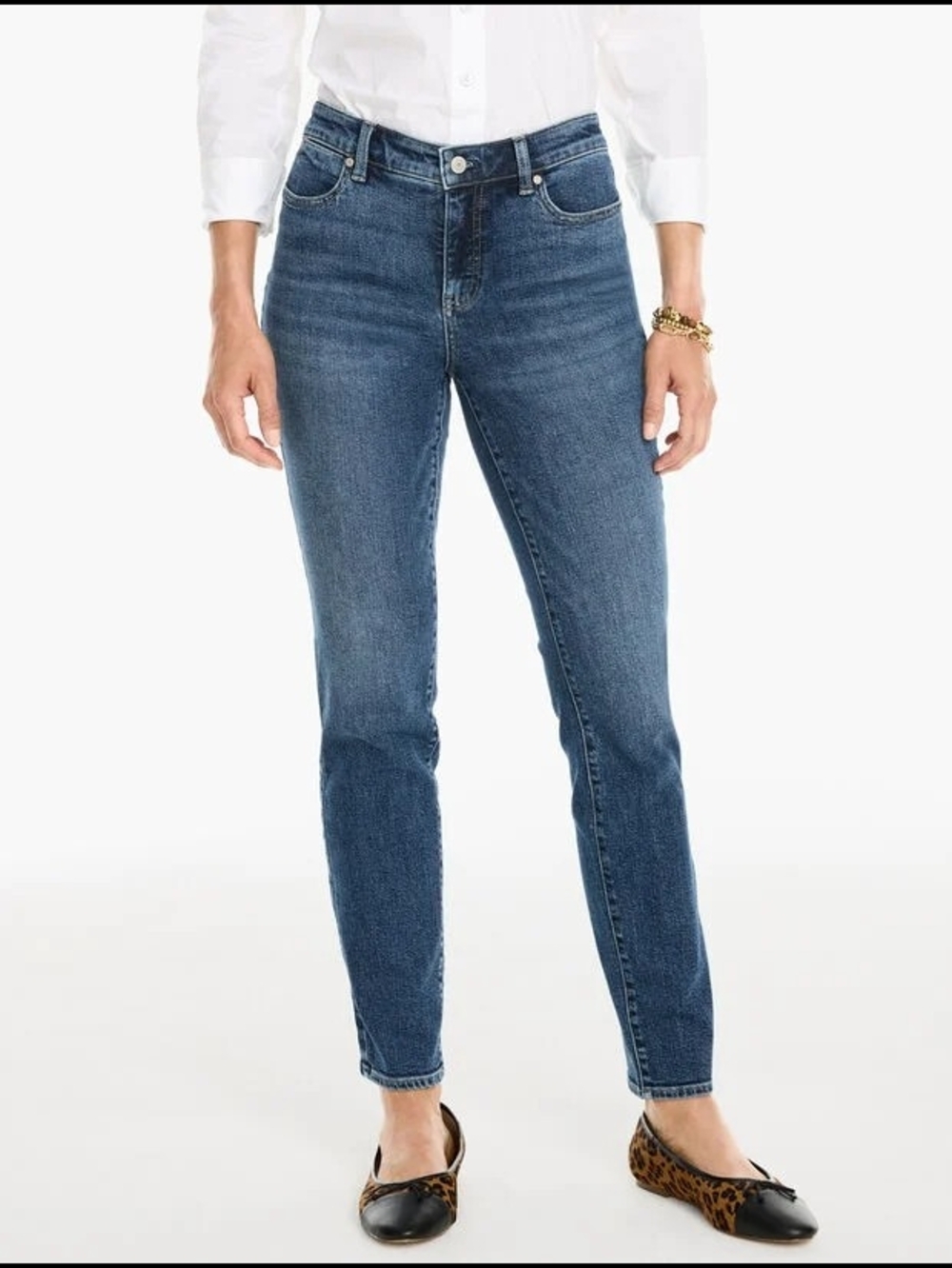 Talbots High-Rise Skim Ankle Jeans in Medium Blue Wash Size 6
